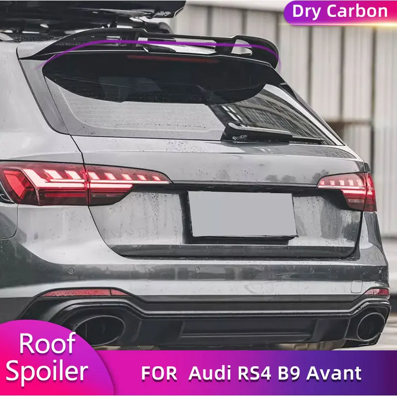 Prepreg Dry Carbon Rear Trunk Spoiler Wings for Audi RS4 B9 Avant Wagon 2020 2021 Car Racing Rear Spoiler Boot Lid Wing Lip