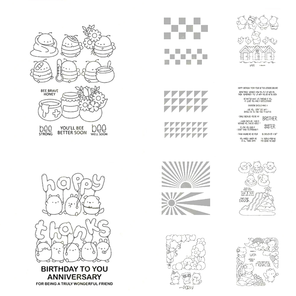 

Bee Balloon Corners 2023 New Arrival Metal Cutting Dies Clear Stamps Stencil for Scrapbook Diary Decoration Embossing Template