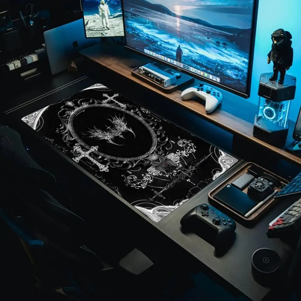 

Готический герб, зеркало, большой игровой коврик для мыши, игровой коврик для клавиатуры, резиновый нескользящий коврик против морщин, коврик для мыши в стиле аниме, нижний настольный коврик