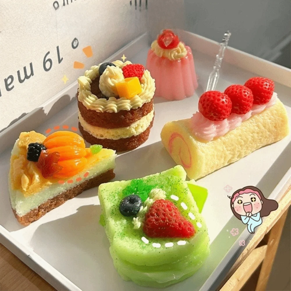 Simulation Toast Squeeze Mini Cute Cake Stress Relief Soft Fingertip Double Layered Chocolate Cheese Decompression Christmas