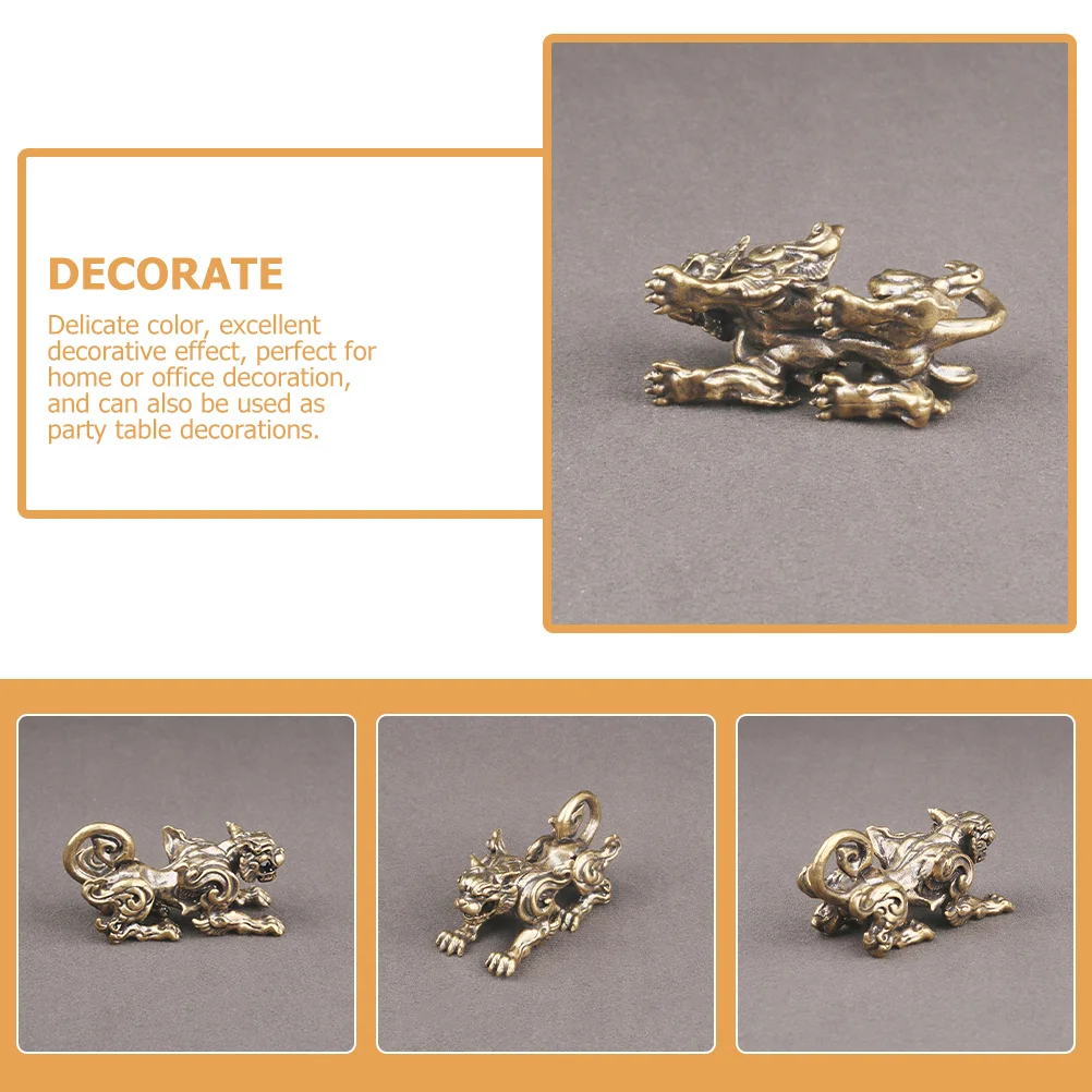 

Premium Brass Kylin Sculpture Auspicious Ornament Desktop Decoration Car Luck Decor Brass Kylin Figure Animals Statue