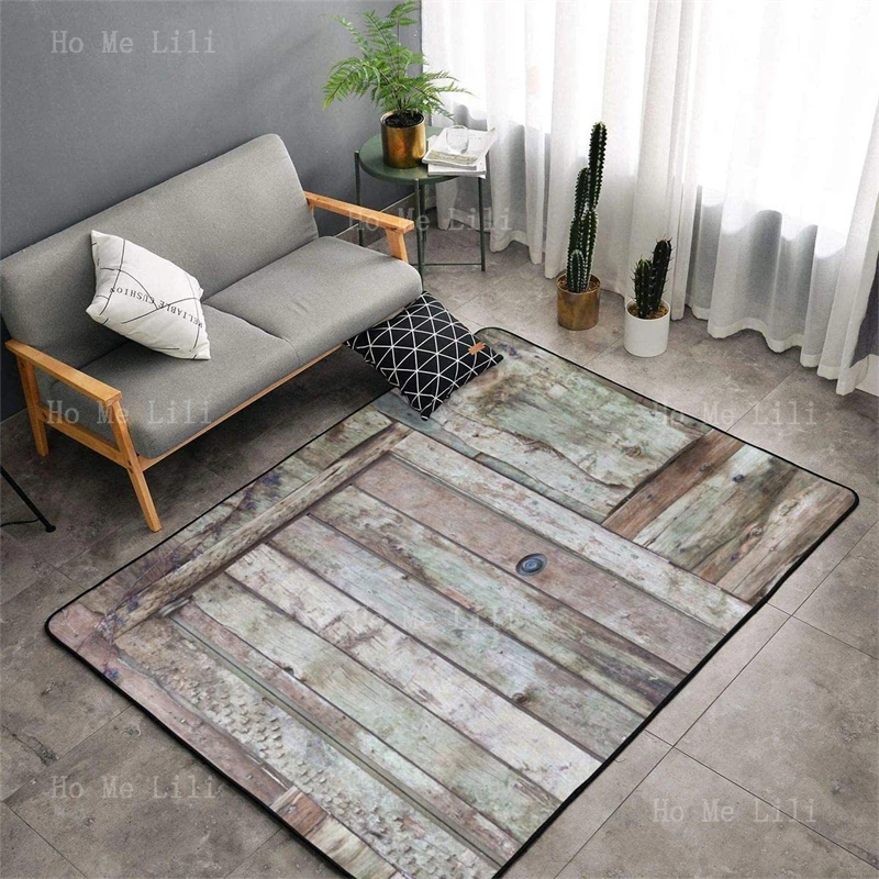 Bedroom Living Room Flannel Floor Rug Home Art Old Rustic Barn Door Cottage Country Cabin Theme Rural Mystic Fast Dry Carpet