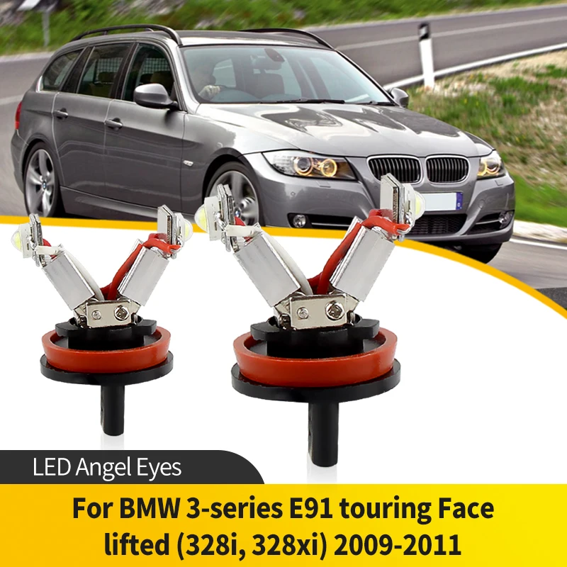 

2PCS Error Free Angel Eye Halo Ring Marker Side Light Headlight For BMW 3-series E91 touring Face lifted (328i, 328xi) 2009-2011