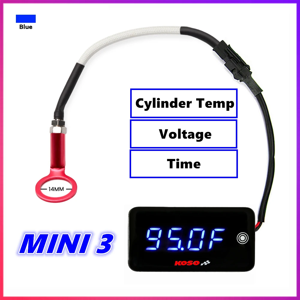 Motorcycle Fahrenheit thermometer cylinder head temperature voltage time mini 3 in 1 gauge For nmax cb500x xmax250