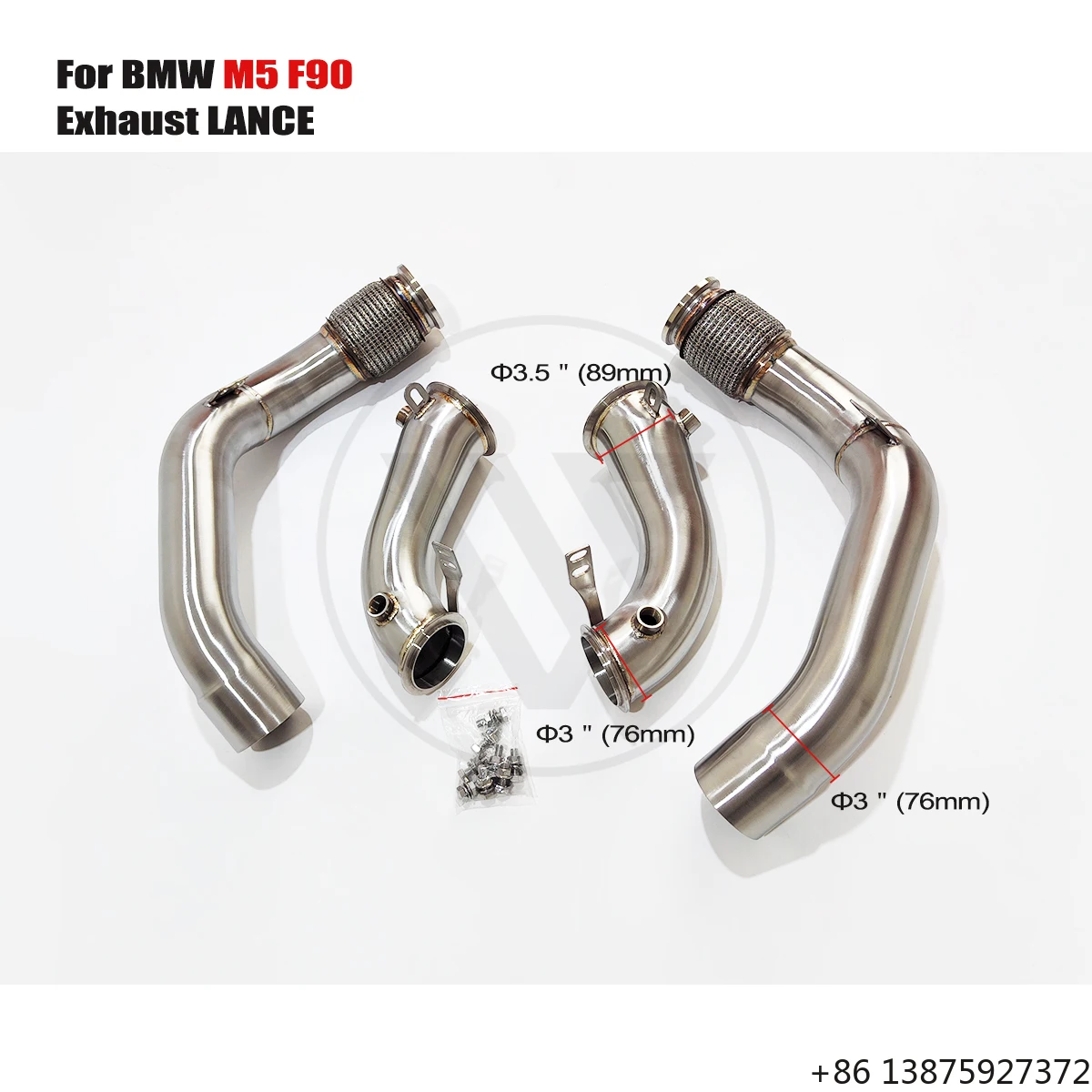 For M5 F90 4.4T Exhaust Straight Header Downpipe S63B44B 2018-2021 304 Stainless Steel Exhaust Downpipe