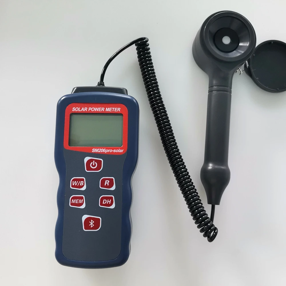 Bluetooth Solar Power Meter 0.1W/m²~3500W/m² Split Type Dual Unit W/m² BTU High Range Visible Light Solar Radiation Power Meter