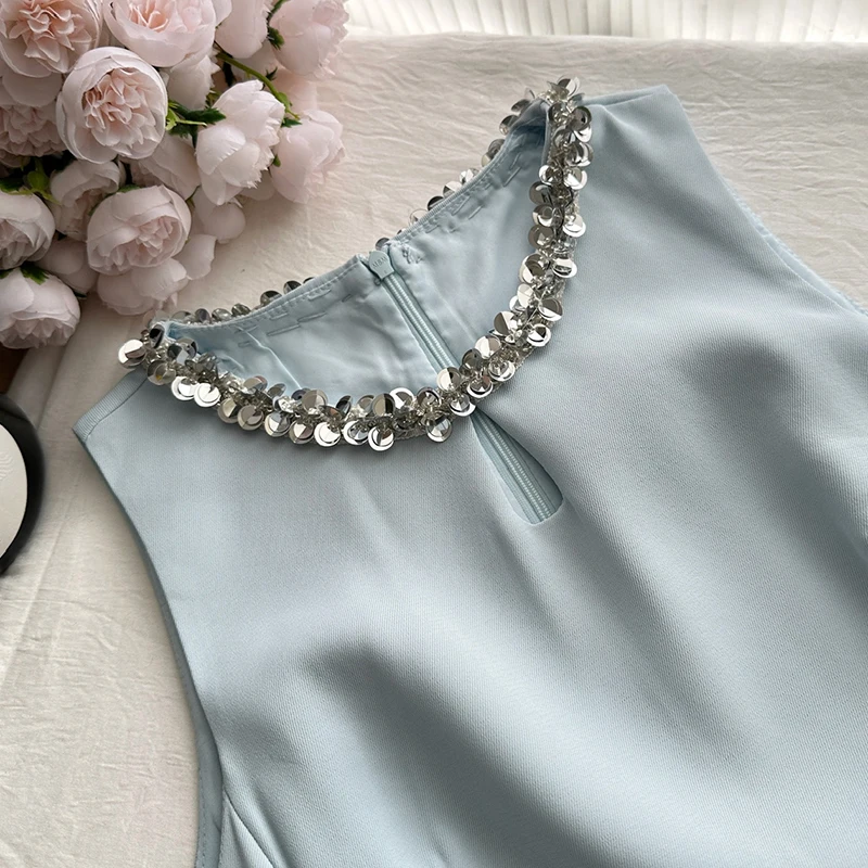 Pailletten kleine geur korte jurken vrouw zoete mode zomerjurk feest vestidos roupas feminina mini-jurk met ritszak