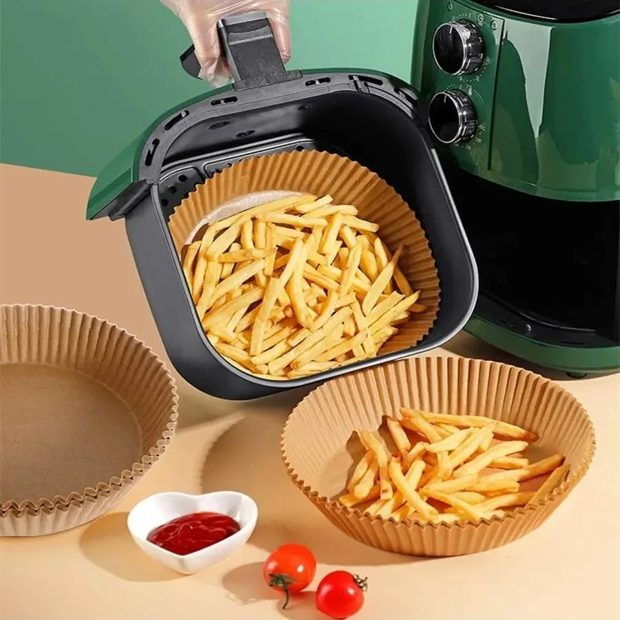 50pcs Air Fryer Paper Baking Household Baking Tray Special Oil Absorbing Paper Holder Thickened Silicone Oil Paper Pad