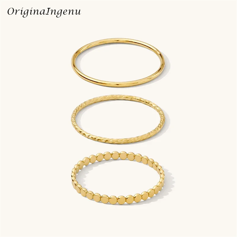 14K Gold Filled Dainty Stacking Ring Set Exquisite Gold Filled Rings Minimalism Women Jewelry Tarnish Resistant Jewelry Set