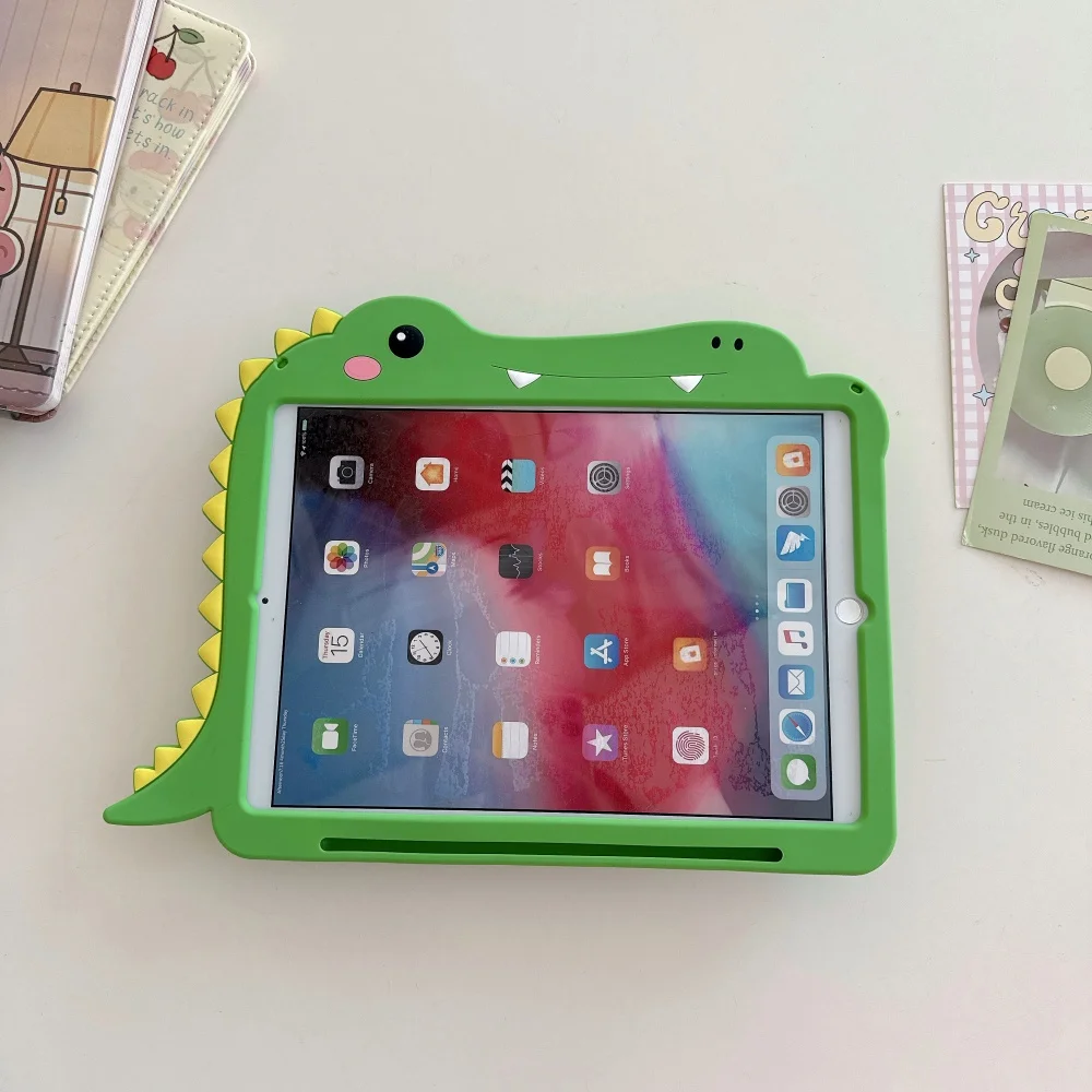 For Samsung Galaxy Tab A9 A11 Plus 11 Inth 8.7 Cute 3D Cartoon Dinosaur Silicone Stand Holder Tablet Protective Case