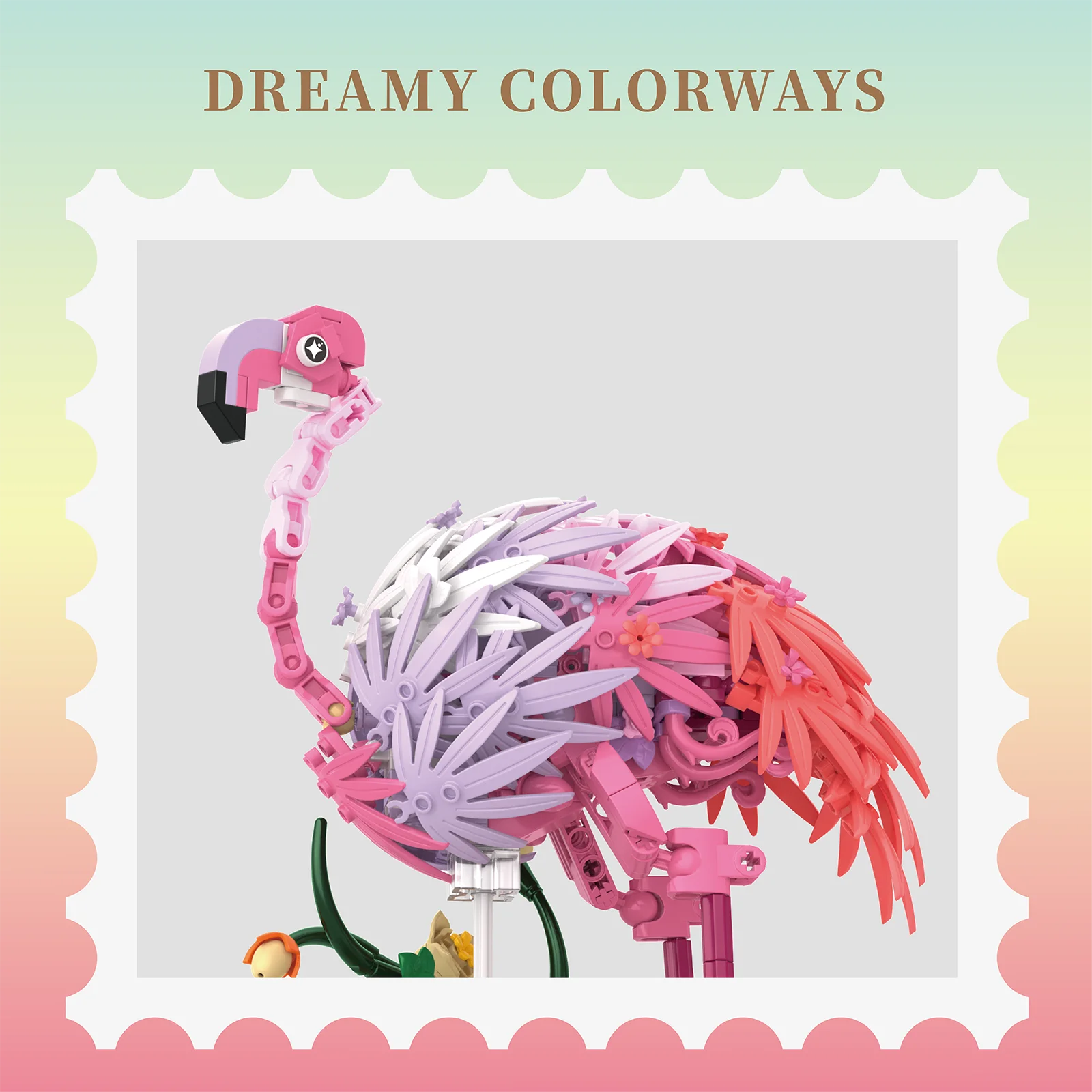 31104 파이어 페더 댄스 블록 516개 피닉스 버드 모델 예술적 디스플레이 선물