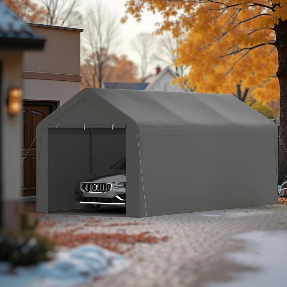 

Carport, 10x20 Heavy Duty Canopy with Removable Sidewall – Portable Garage with All-Season Tarp & Storage Shelter