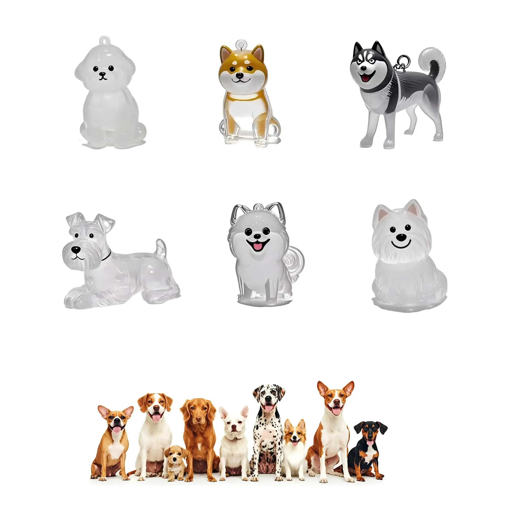 Creative Dog Hair Storage Keychain Transparent Dog\Cat Shape Memorial Pendant Handmade DIY Pet Souvenirs for Pet Lovers Gift