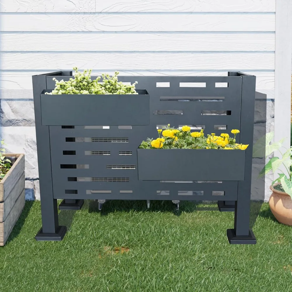 Recinzione per condizionatore d'aria da 3 piedi x 2 piedi Unità esterne Copertura per recinzione privacy in metallo Nascondi unità di climatizzazione Pannelli a 3 recinzioni 40,25''