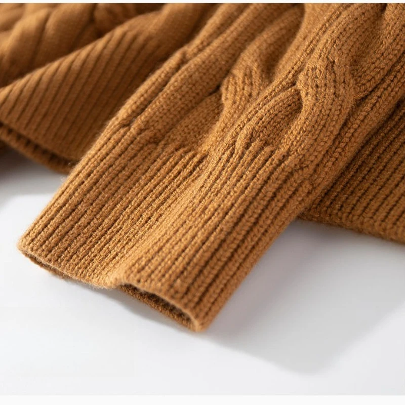 سترة محبوكة بياقة بولو للرجال، تصميم أزرار الصدفة، مزيج صوف عالي الجودة، نمط المال القديم