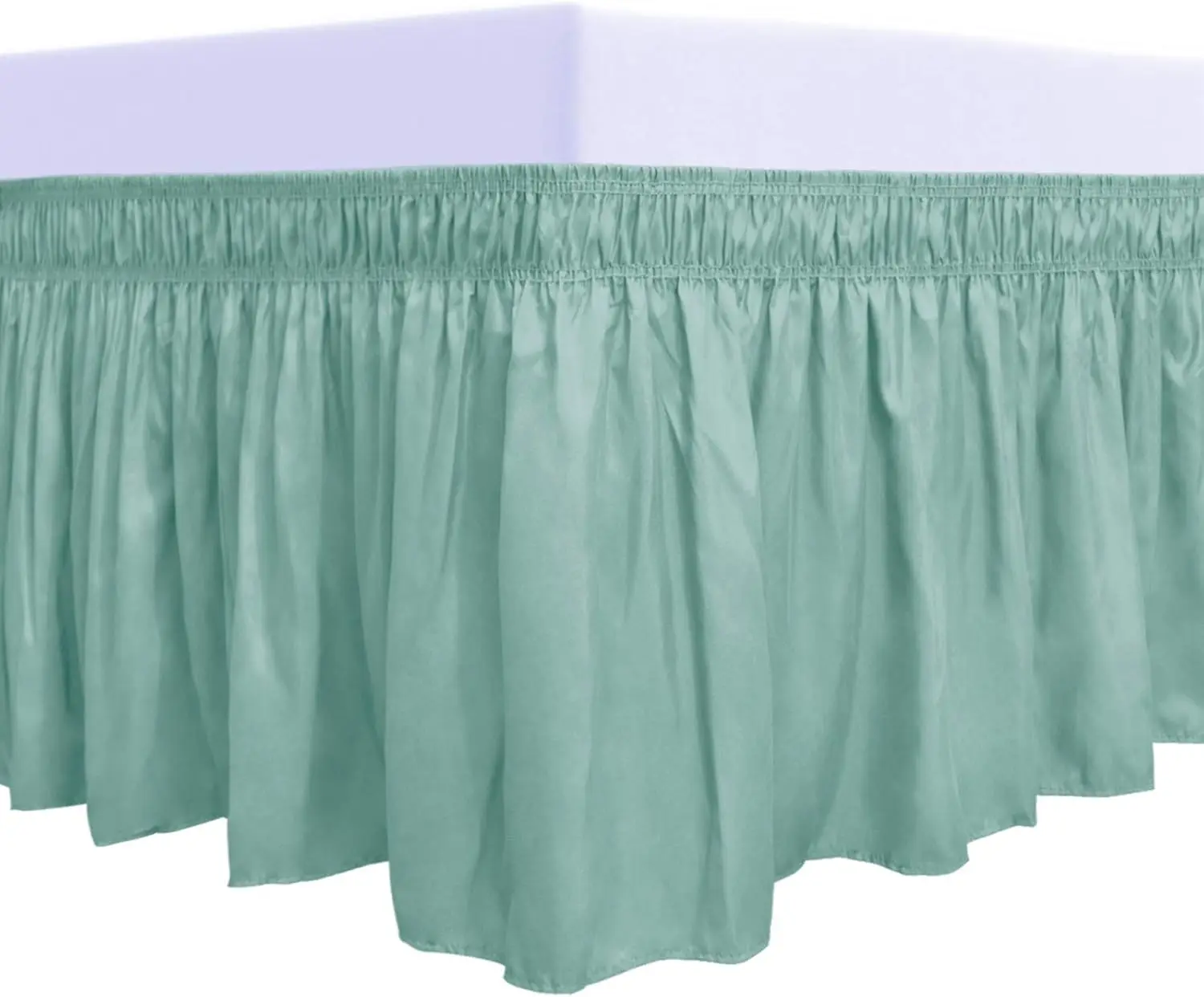 Baby Blue Wrap Around Ruffled Bed Skirt with Adjustable Elastic Belt Cal King - 17