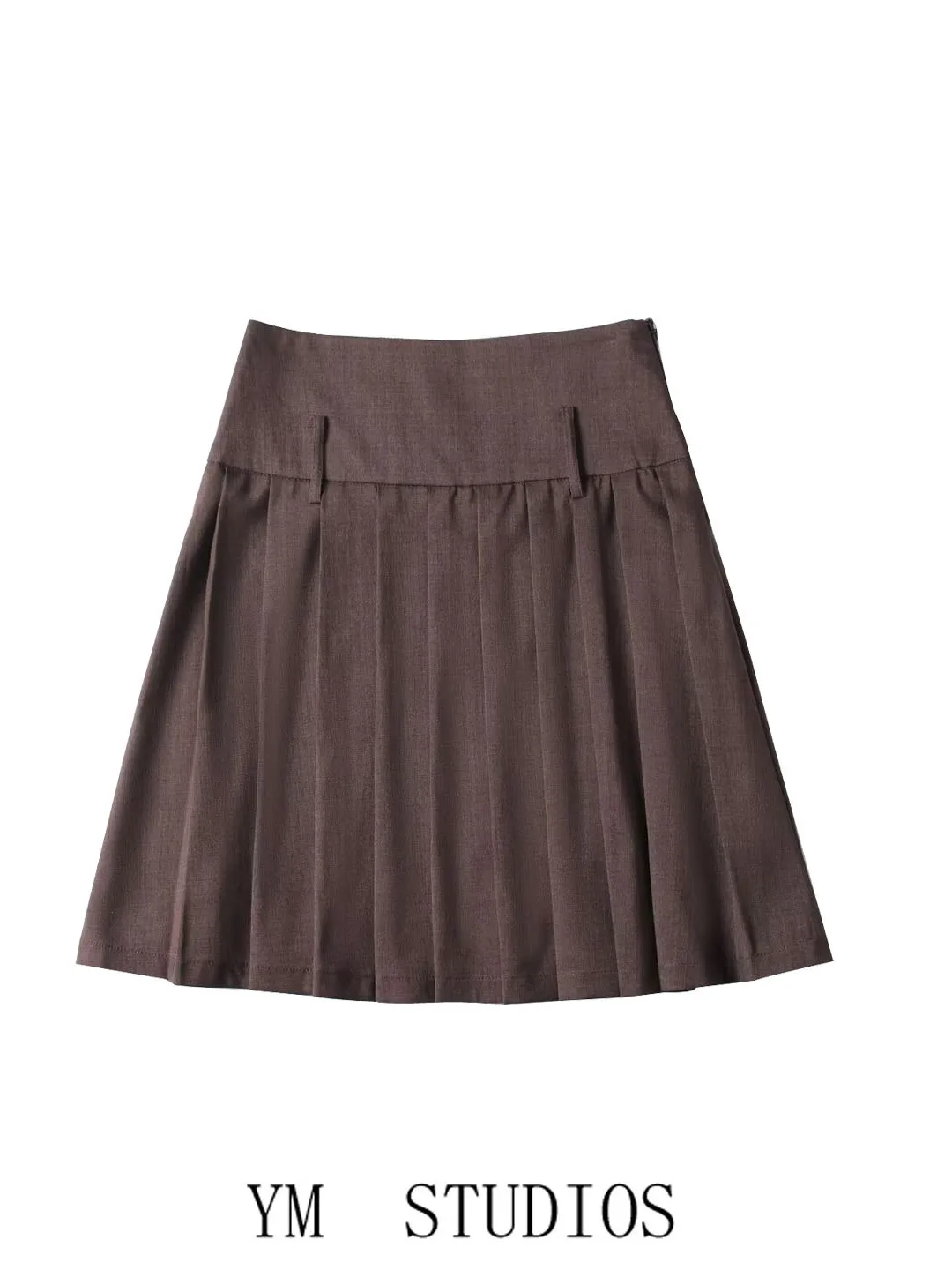 

High Waist Plaid Brown Skirt for Women Commuter lectual A-Line Midi Skirt College Sle Pleated Polyester Fiber