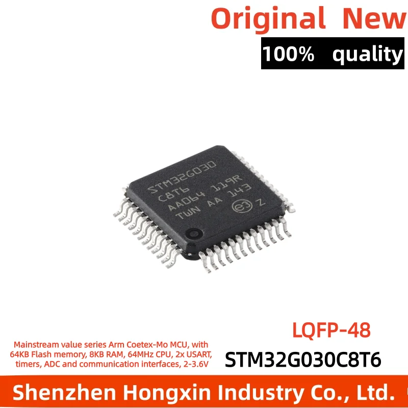 

5 pieces of STM32G030C8T6 LQFP-48 ARM Cortex-M0+32-bit microcontroller MCU