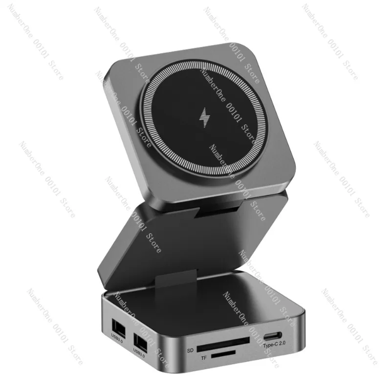 10 in 1HUB docking station 15W aluminum alloy magnetic suction wireless fast charging hub external mobile phone computer USB hub