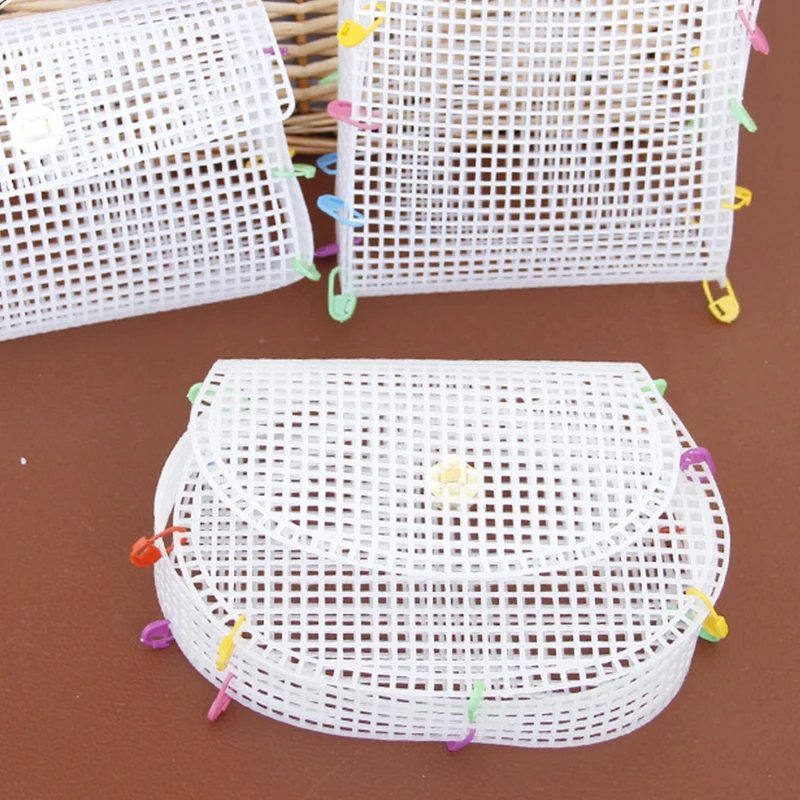 شبكة البلاستيك قماش حقيبة يد شفافة عدة الحياكة حقيبة كتف البلاستيك اليدوية حقيبة قطعة الغزل DIY بها بنفسك الملحقات حقيبة مدمن مخدرات #3