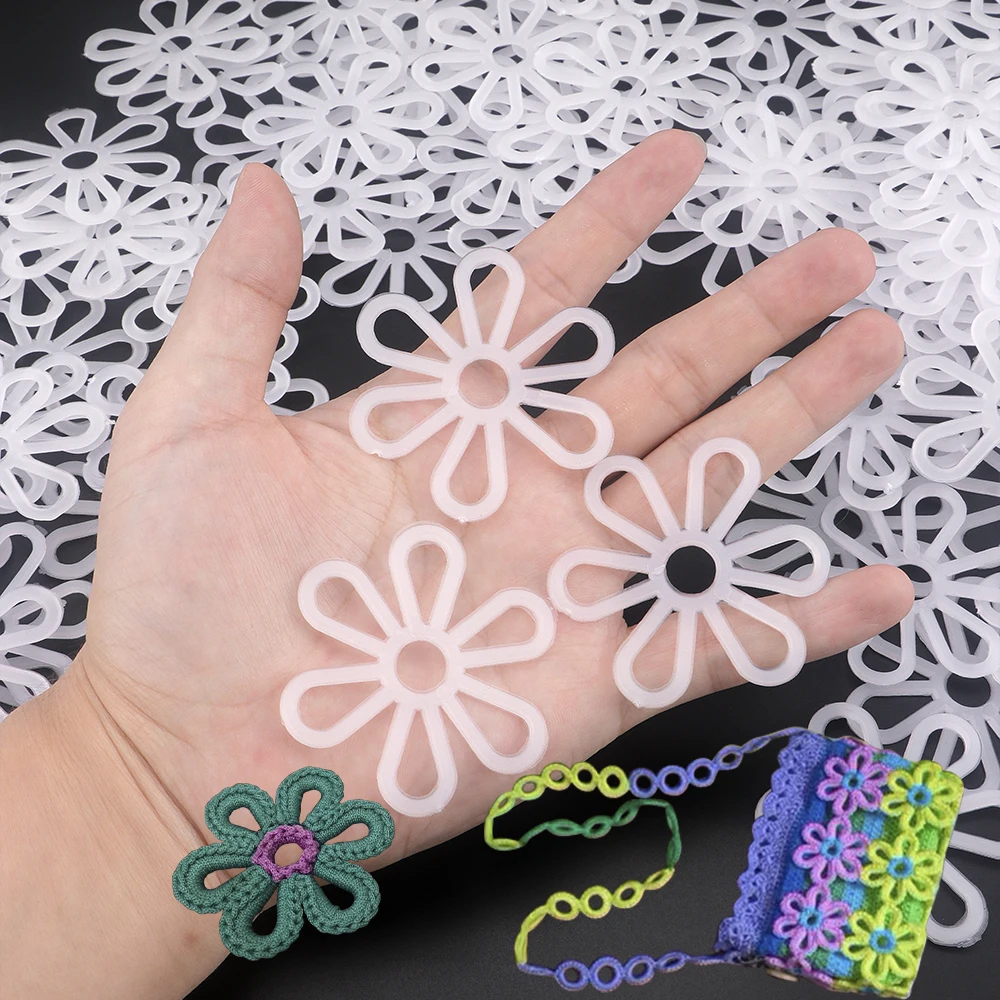 

200 шт. белые пластиковые тканые сетчатые ремни в форме цветка-аксессуары для рукоделия своими руками для вязаных крючком сумок, кошельков, подушек сидений и многого другого