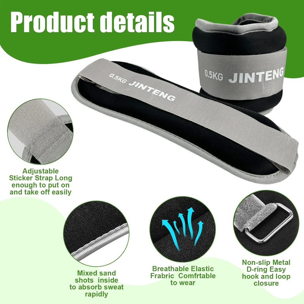 

1 пара утяжелителей для лодыжек на запястье, 1 кг/2,2 фунта, 2 кг/4,4 фунта, 3 кг/6,6 фунта, удобные и мягкие, идеально подходят для бега, тренировок