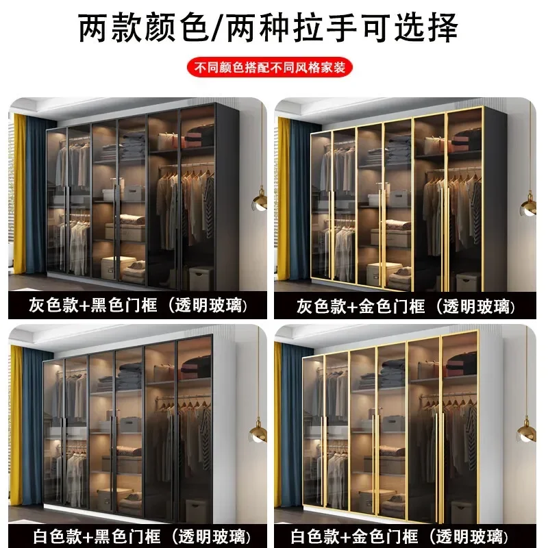 Modern wardrobes L shape with LED light walk in closets image 4