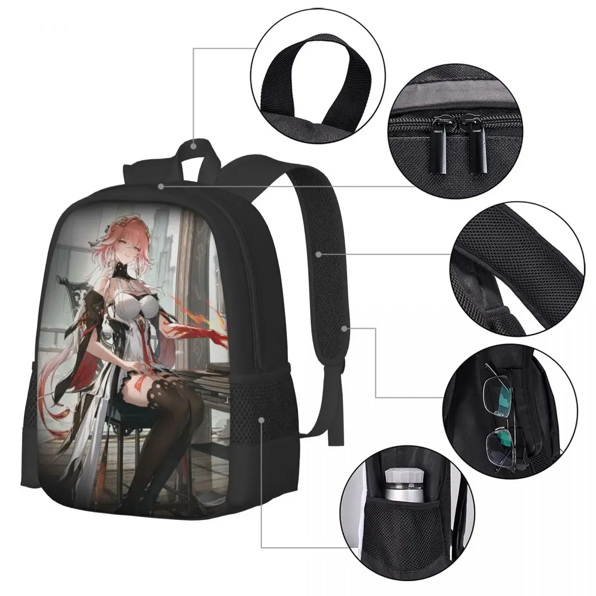 Anime Wuthering Waves Travel Laptop Backpack, Business College School Computer Bag Gift for Men & Women