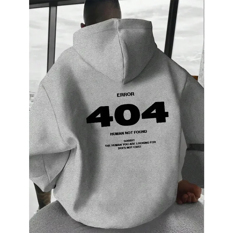 Sudadera De Invierno Otoño Unisex Con Capucha, Estampado ERROR 404, Ropa Casual Hip-Hop Al Aire Libre