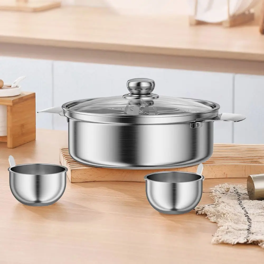 

Stainless Steel Steamed Stew Pot Glass Lid Universal Egg Cooker with Egg Steamer Large Capacity Stewing Soup Pot Porridge