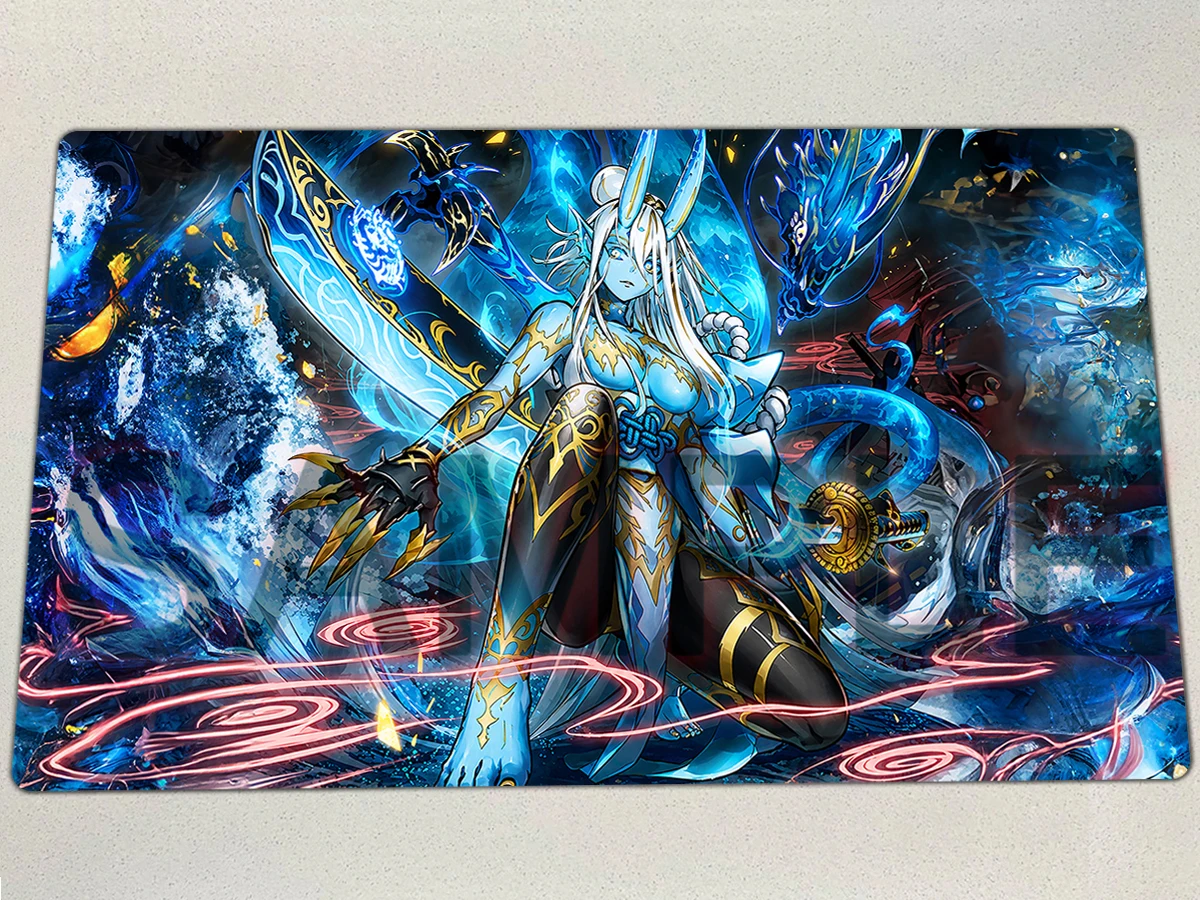 YuGiOh Spielmatte Asutraya Mikumari No Mikoto TCG CCG Matte Brettspiel-Duellunterlage Sammelkartenspiel-Matte Mauspad Gummi-Gaming-Matte Tasche