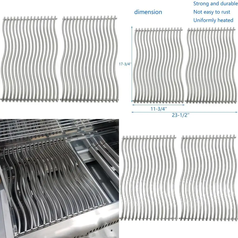 

Волнистые кухонные решетки из нержавеющей стали, комплект из 2 запасных частей для газовых грилей, идеально подходят для грилей серии Rogue