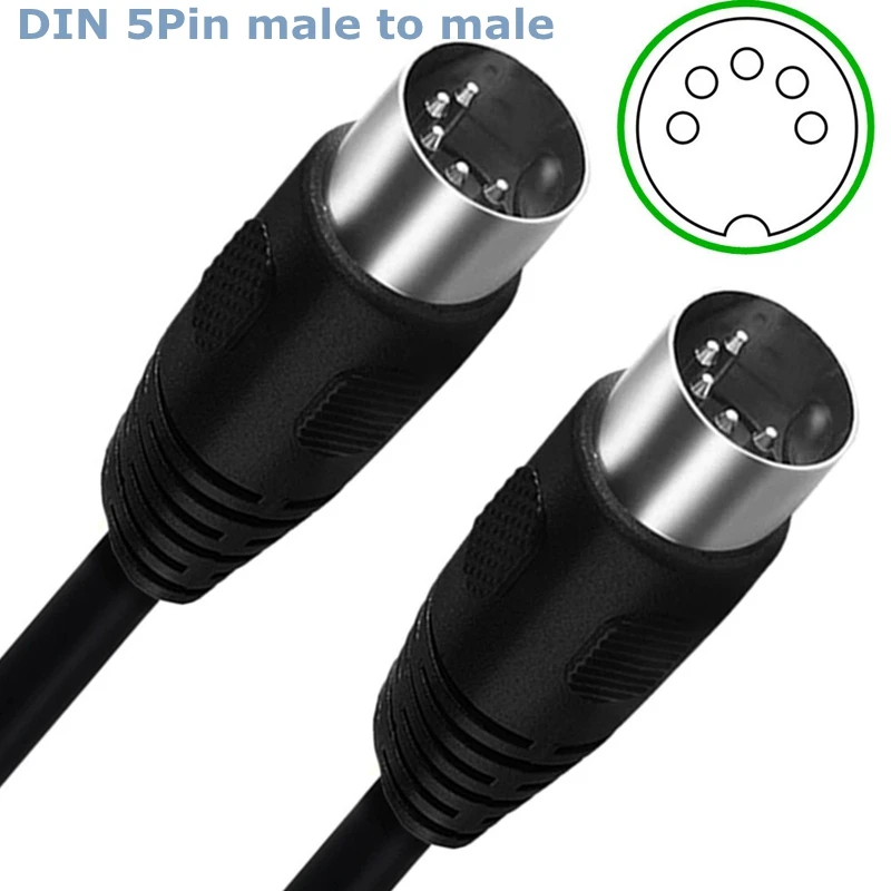 5 Din Midi Cable 10-Feet 5 Pin Din Male to Female Plug Midi Cables with Molded Connector Housing Compatible with Piano Keyboard