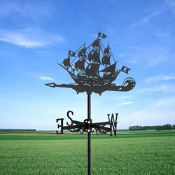 Wind Vane Sail Boat Black Metal Garden Outdoor Decoration Art For Yards And Farms