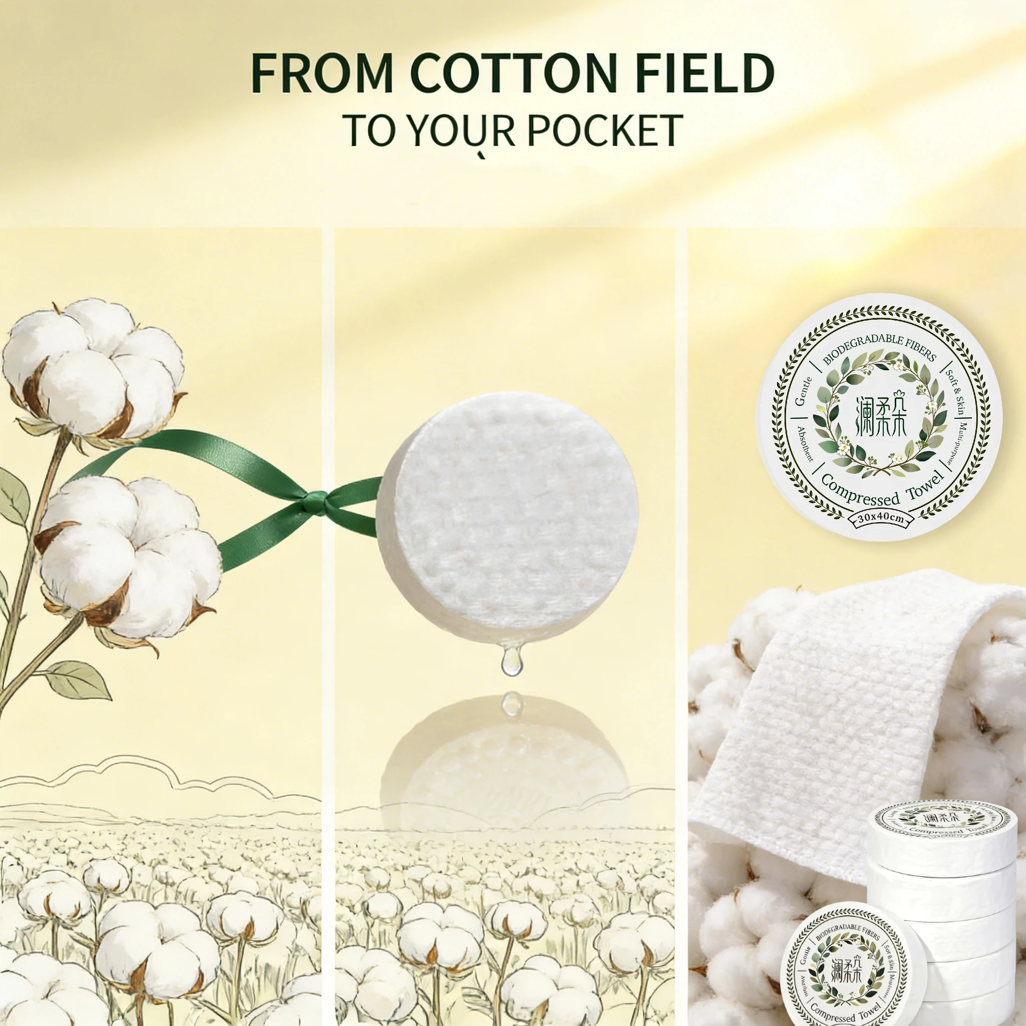 

[10 упаковок] Одноразовые сжатые полотенца, дорожные полотенца с утолщенной жемчужной текстурой — портативные полотенца разных размеров, индивидуально