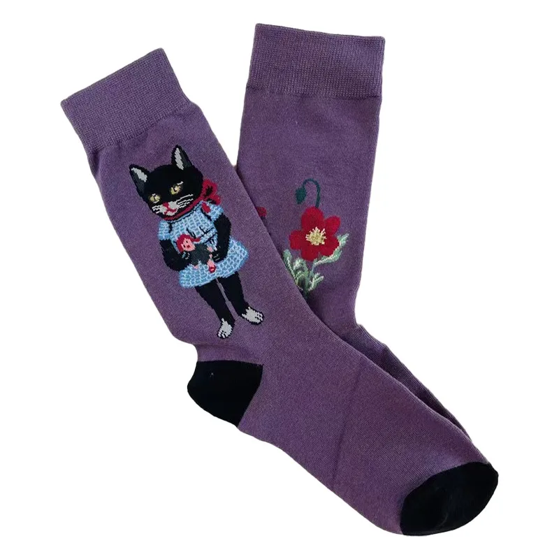 Neue Socken Frauen Baumwolle Koreanische Designer Nette Katze Socken Weibliche AB Mid-Kalb Eichhörnchen Kaninchen Persönlichkeit Lustige Neuheit Socken