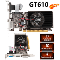 GT610 GPU Graphics Card 1/2GB PCIE X16 2.0 NVIDIA GeForce GT 610 DDR3 Graphics Card VGA HD DVI 64Bit 810MHZ GT610 Video Cards