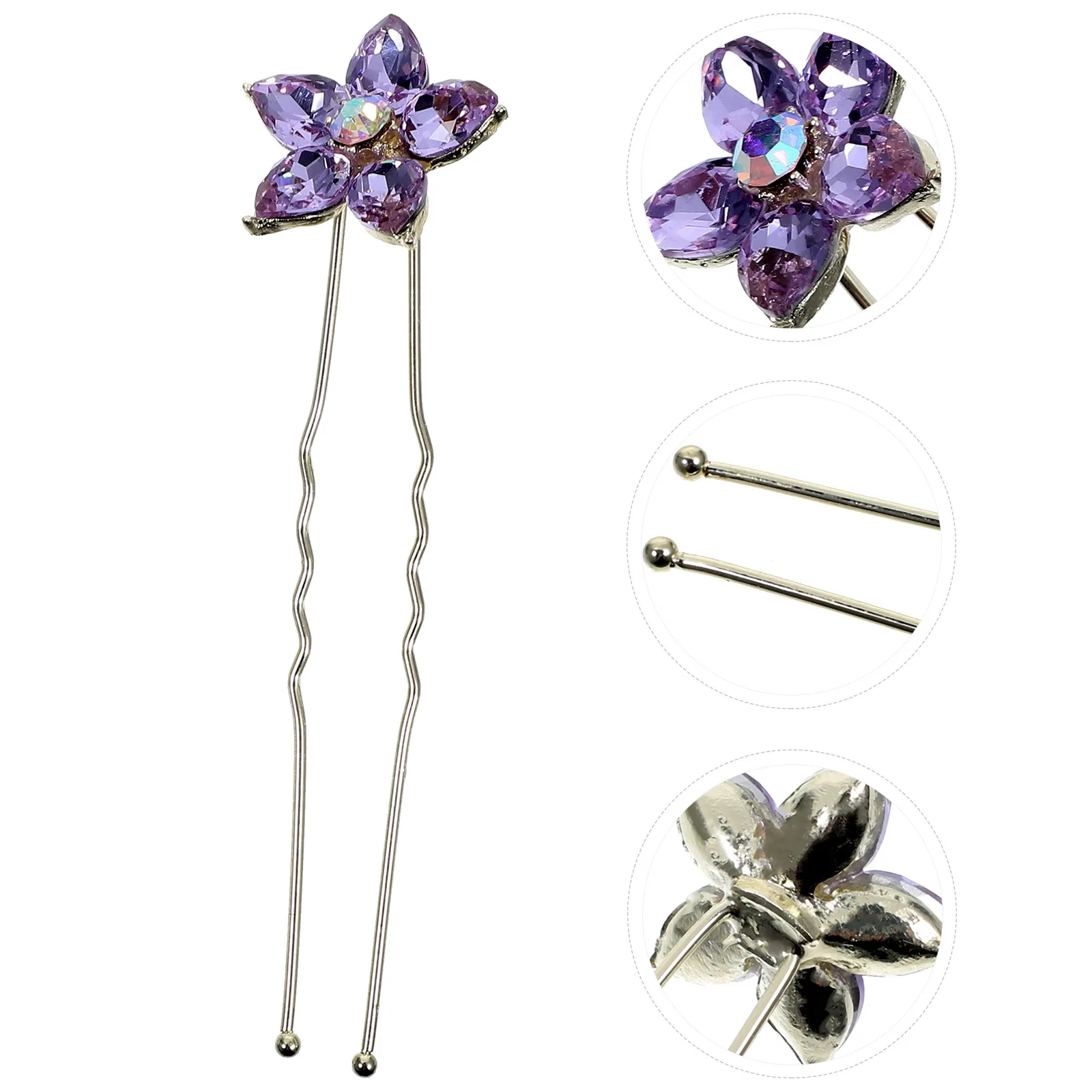 

4 Pcs Rhinestone Hair Fork Bridal Accessories Decorative Bridesmaid Wedding Women