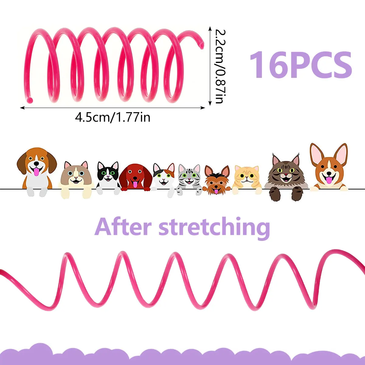 16/80pcs Cat Springs Toys Kitten Coil Spiral Pet Interactive Gauge Plastic Spring Toy Colorful Springs Cat Pet Toy Products