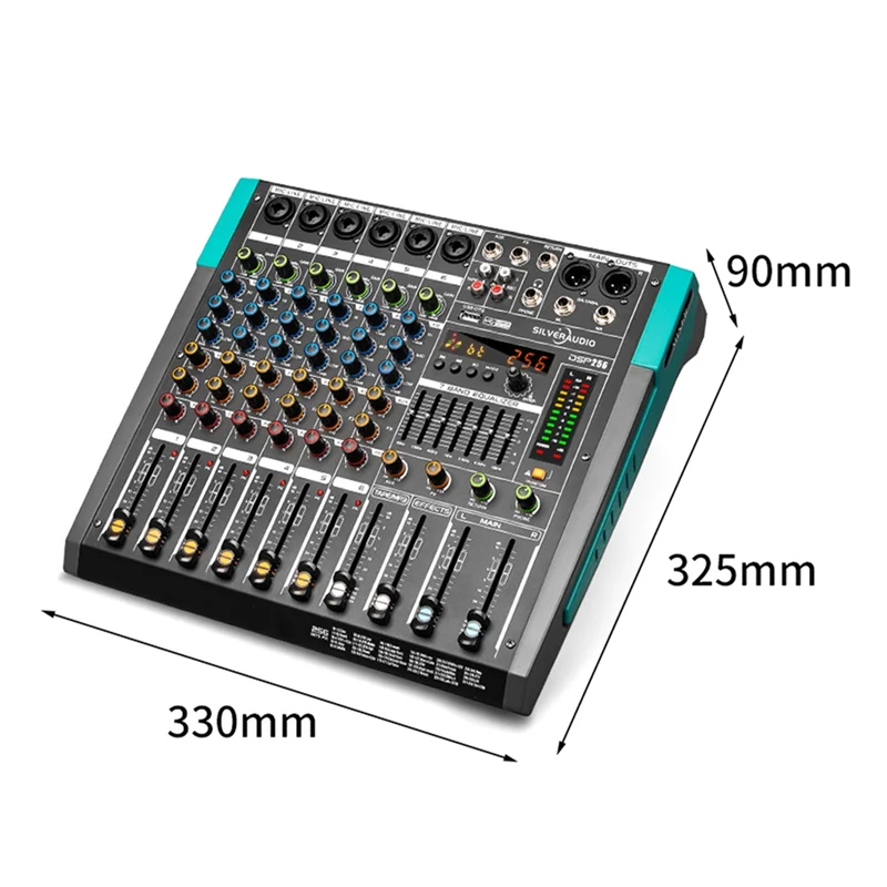 AEF7-Professionele audiomixer GAX-PA6-kanaals geluidskaart Console Mengbureau Systeeminterface Ingebouwd 256 Reverb-effect
