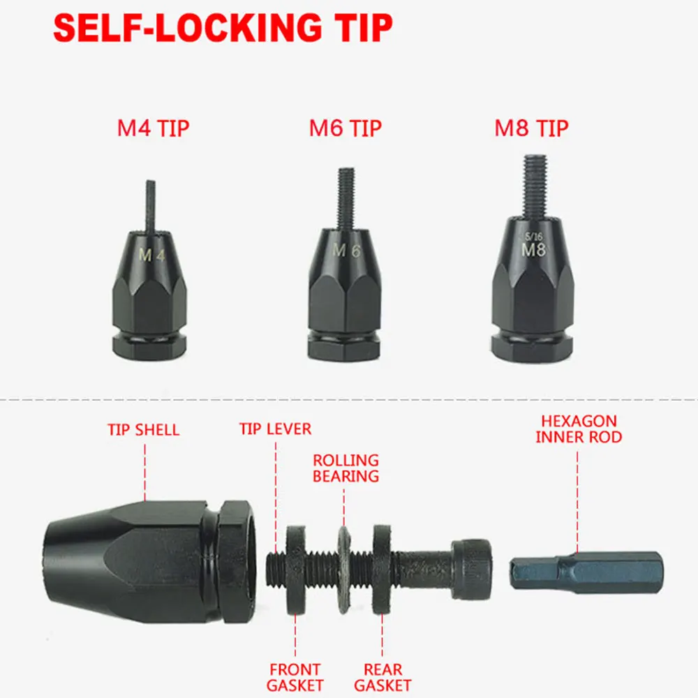 2026 1/4LN Pneumatic Air Rivet Nut Guns Insert threaded Pull Setter Riveters Riveting Nuts Rivnut Tool for M4 M5 M6 M8 M10 M12