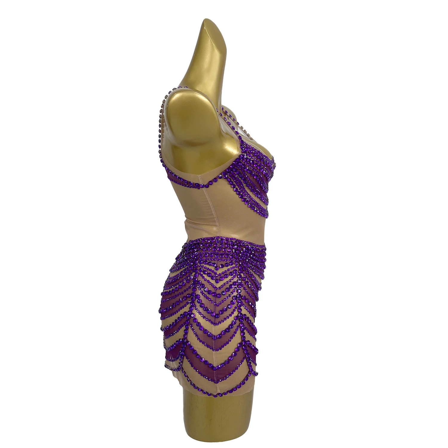 คริสตัลประกายชุดมินิเซ็กซี่ SHEER ตาข่ายวันเกิด PARTY ฉลองชุดแน่นบาร์กิจกรรมนักร้องแสดงเวทีสวมใส่เครื่องแต่งกาย Fanwan