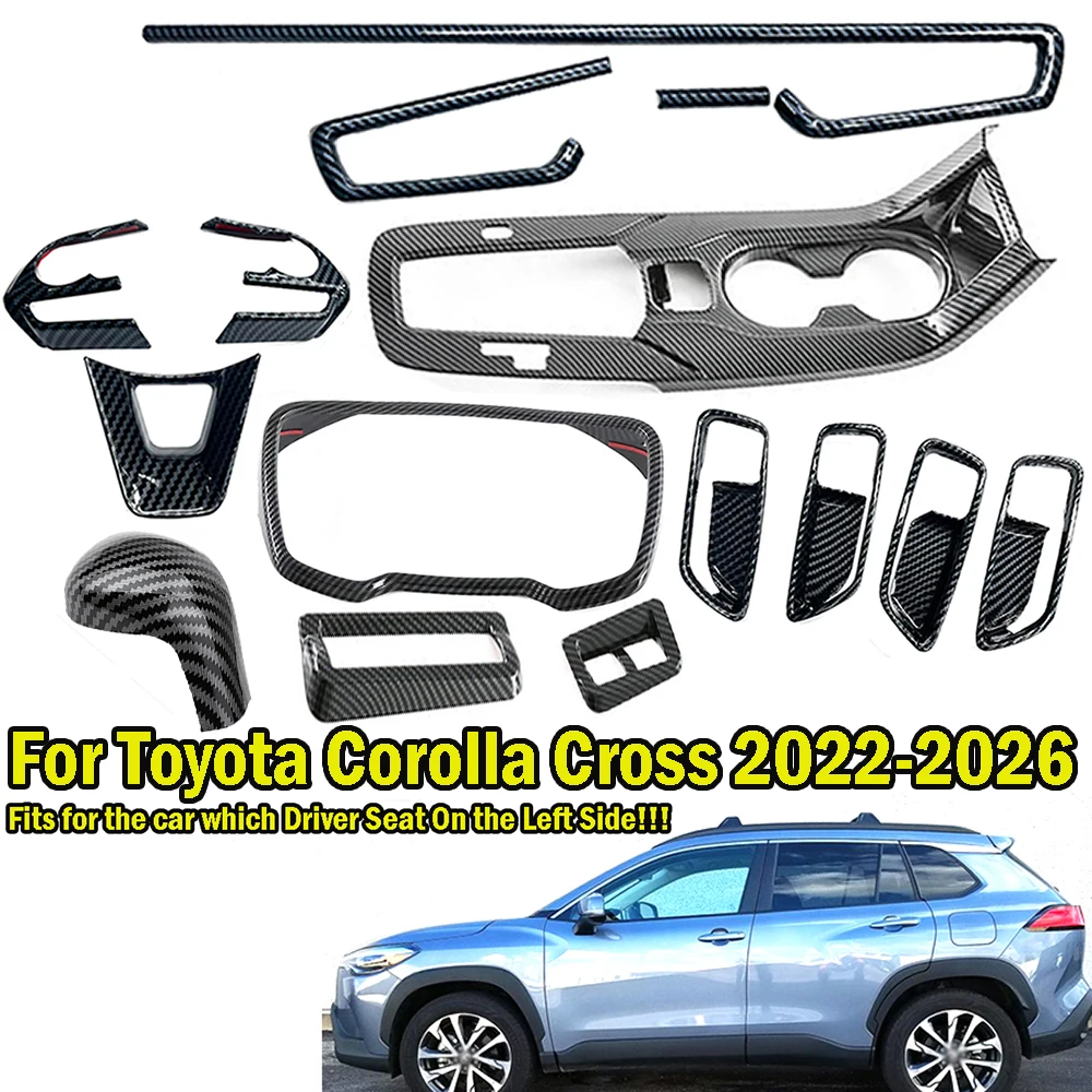 For Toyota Corolla Cross 2022-2026 Interior Gear Panel Cover ABS Steering Wheel Window Lift Panel Decorative Trim For LHD