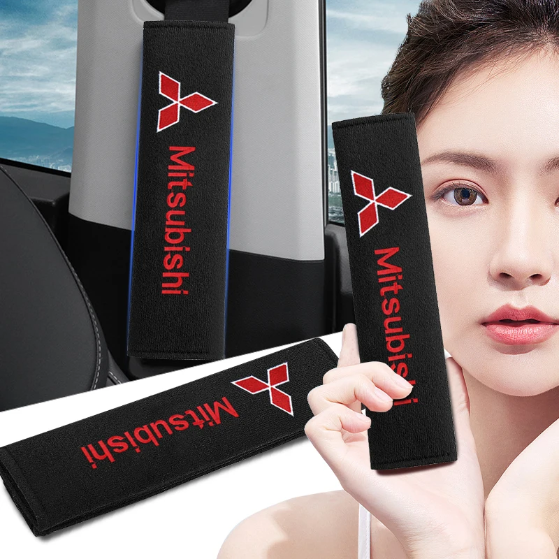 

2Pcs/Set Car Seat Belt Pad Fit For Mitsubishi Outlander Xpander Colt ASX Delica Pajero Lancer Seat belt Cover Car Accessories