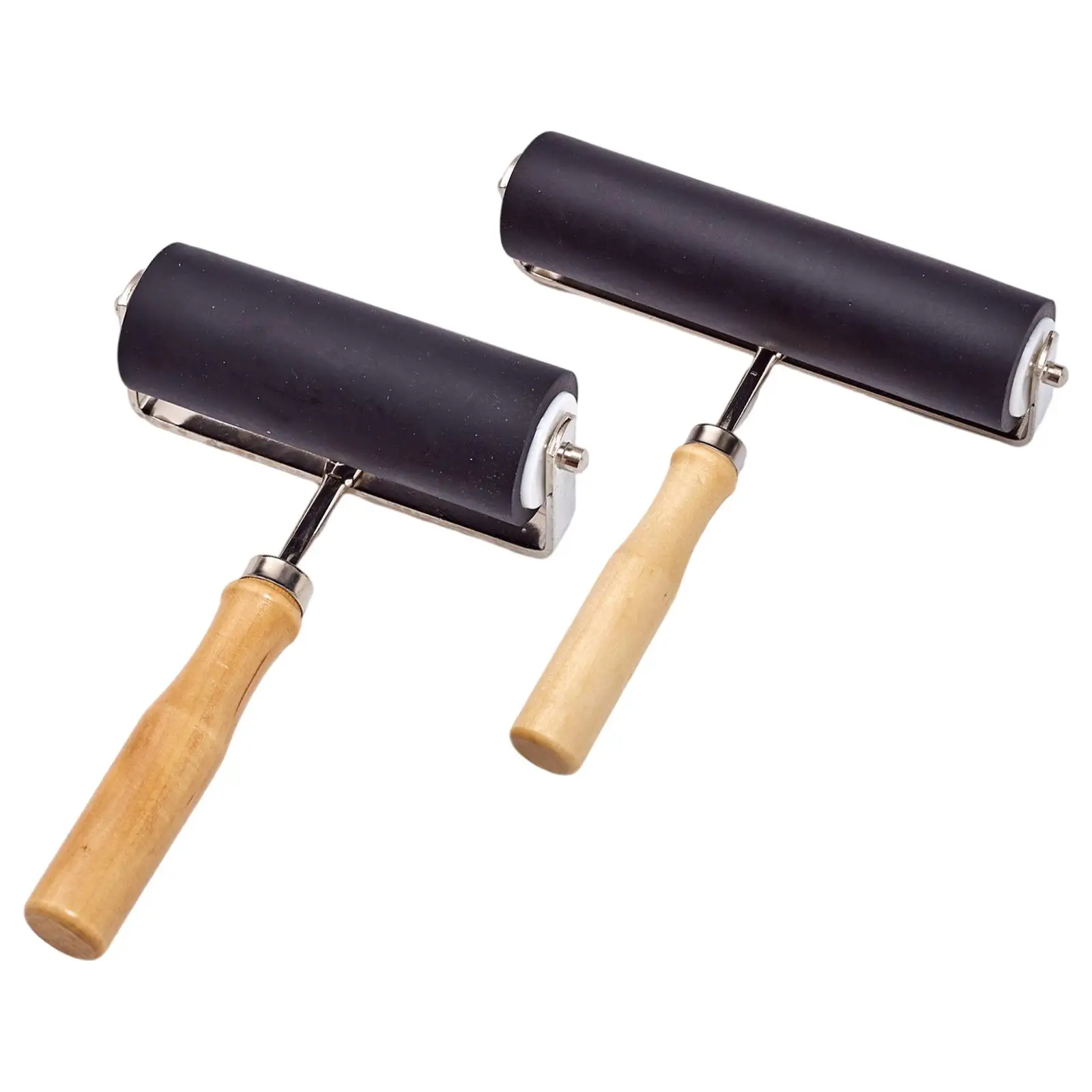 Heavy Duty Rubber Roller Printmaking Tool Painting Wood Handle Wallpaper