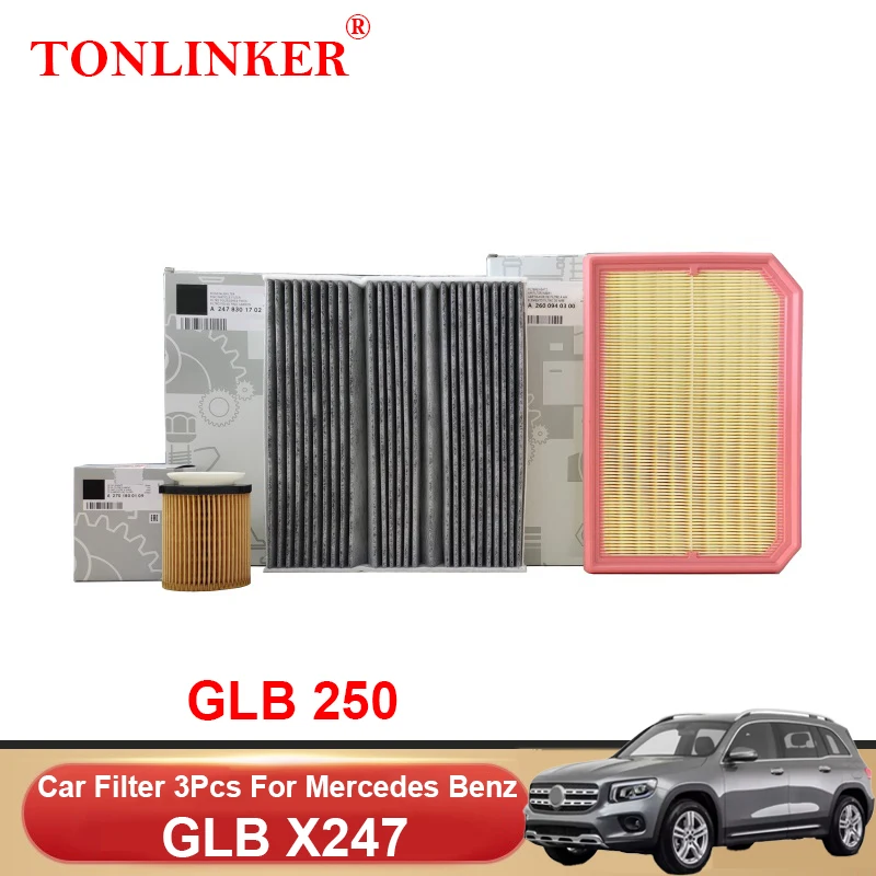 TONLINKER Cabin Air Filter Oil Filter For Mercedes Benz GLB X247 200 250 200d 220d 2019 2020 2021 2022 Car Accessories Goods