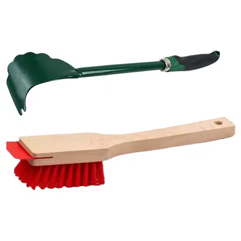 Mower Deck Scraper Lawnmower Cleaning Brush Long Handle Stiff Bristle Mower Deck Scraper for Lawn Garden Yard Outdoor Floor