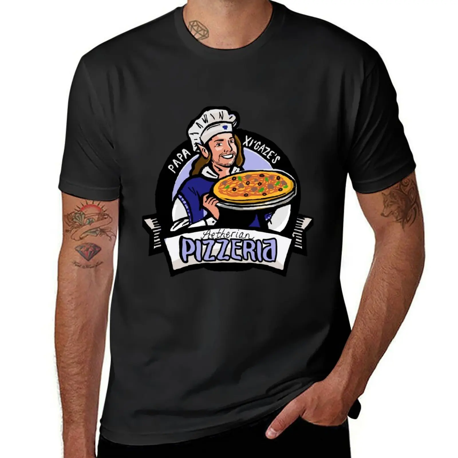

Papa X'igaze's Aetherian Pizzeria T-Shirt blanks summer top T-shirts man funny costumes fruit of the loom mens t shirts