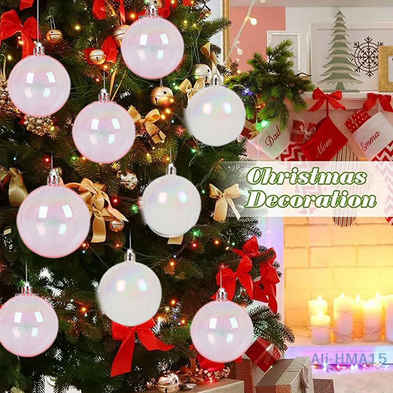 24Pcs 5CM Christmas Iridescent Ball Clear Shatterproof DIY Holiday Decoration Xmas Tree Hanging Ball Party Festival Gift