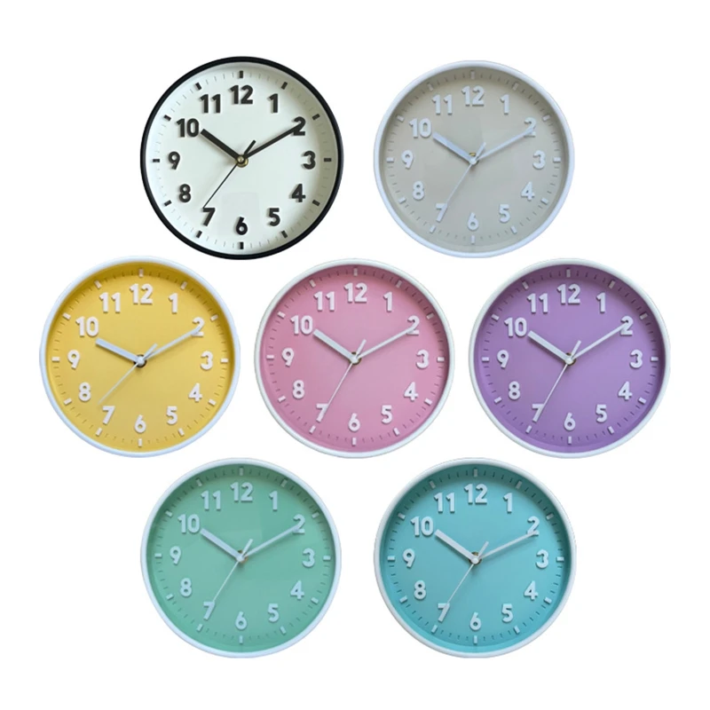 Đồng Hồ Tường Đơn Giản Hiện Đại 8 Inch Màu Kẹo Lặng Cho Đồng Hồ Thời Gian Vật Trang Trí Thả Con Tàu